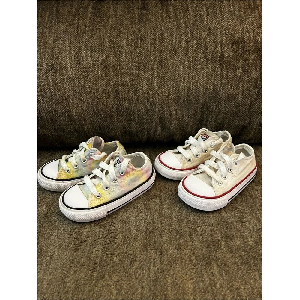 Toddler Shoes Lot Size 5C Converse White Tie Dye Puma Rainbow 3 Pairs GUC